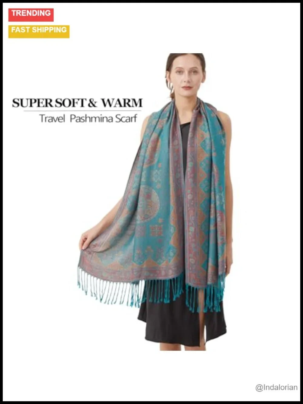 Paisley Pashmina Shawl Scarf - Reversible Ethnic Jacquard Wrap for Travel